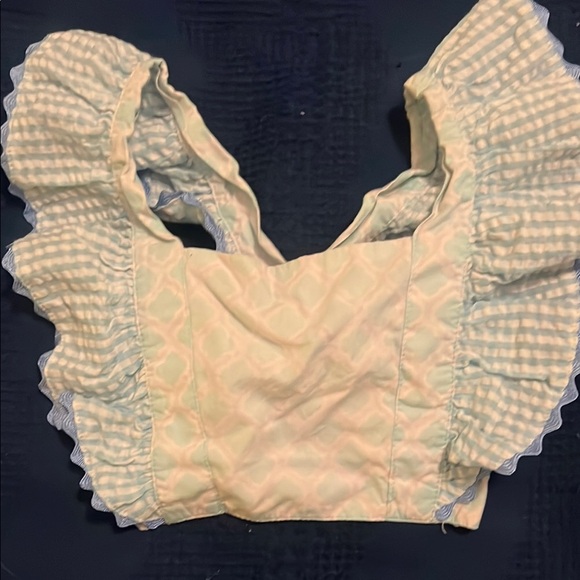 Ruffled Girls Two-Piece Swimsuit in Yellow and Blue - Picture 4 of 9